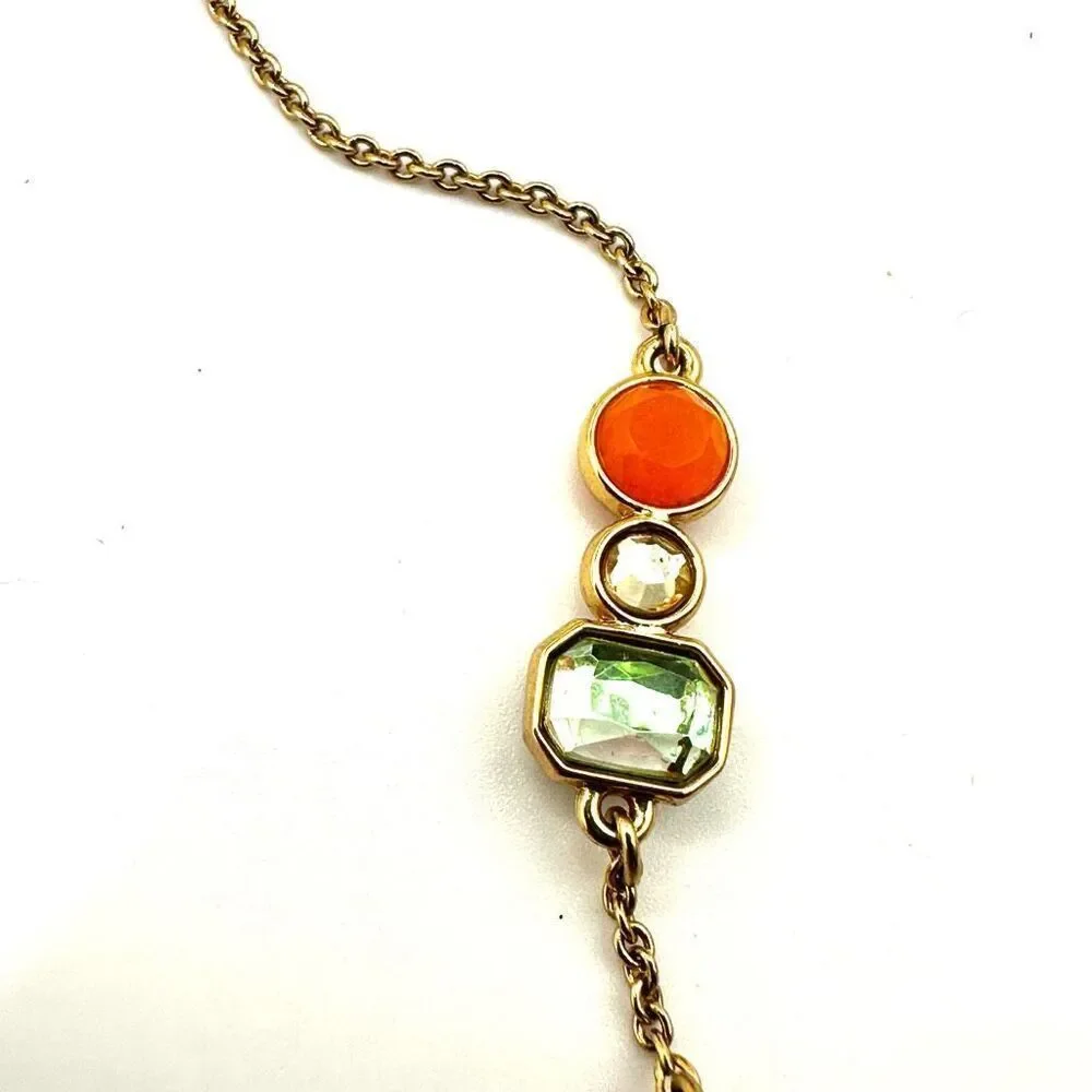 Kate Spade gold tone long rhinestone neon station necklace